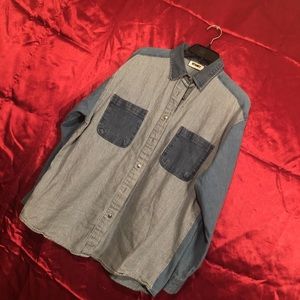 Light Denim Vintage Button Up, Stripe Pattern